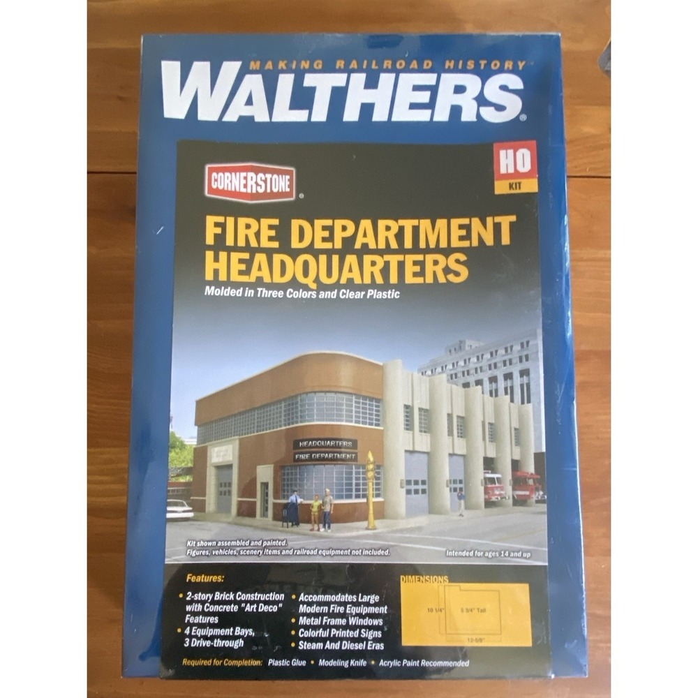 Walthers 933-3765 HO Fire Department Headquarters Building Kit NEW SEALED